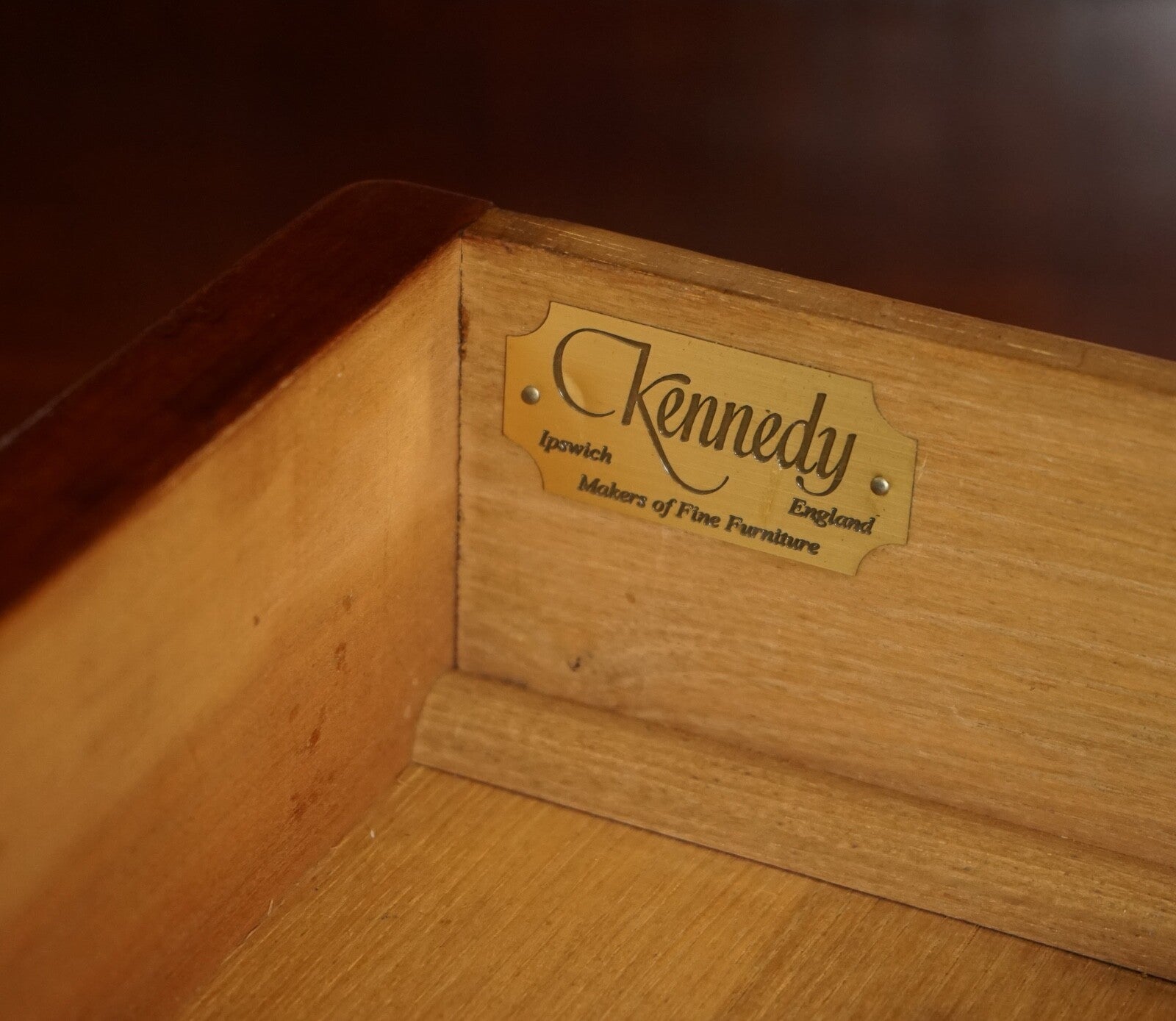 HARRODS LONDON KENNEDY THREE DRAWERS BURR YEW WOOD & BRASS MILITARY BOOKCASE