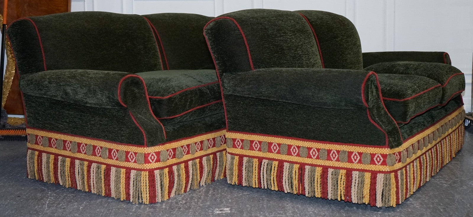 PETER DUDGEON BRITISH HANDMADE GREEN FABRIC HOWARD STYLE 3 SEATER SOFA RRP£12000