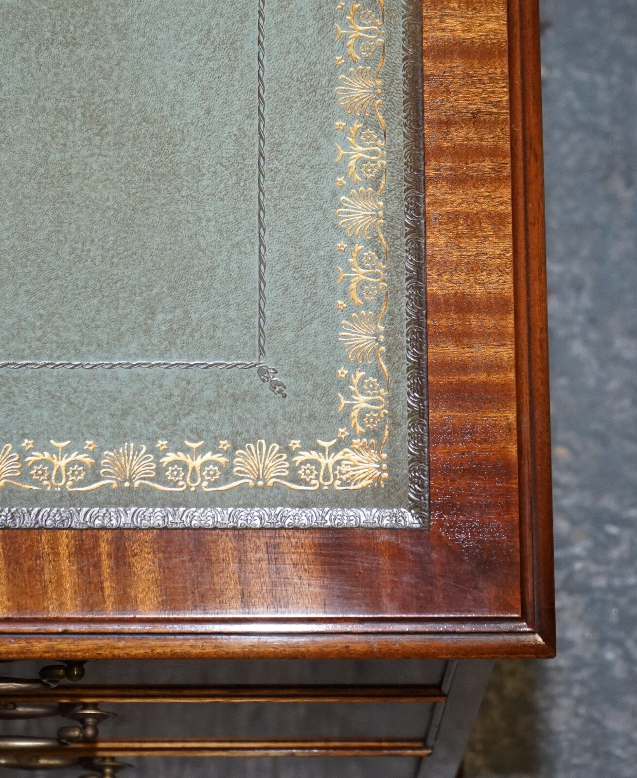 BEVAN FUNNELL FILLING CABINET RARE SAGE BLUE LEATHER VARIOUS SIZE FOLDERS