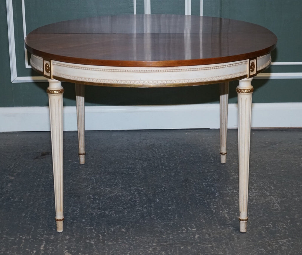 KINDEL FURNITURE CHERRYWOOD & HANDPAINTED GILDWOOD EXTENDABLE DINING TABLE