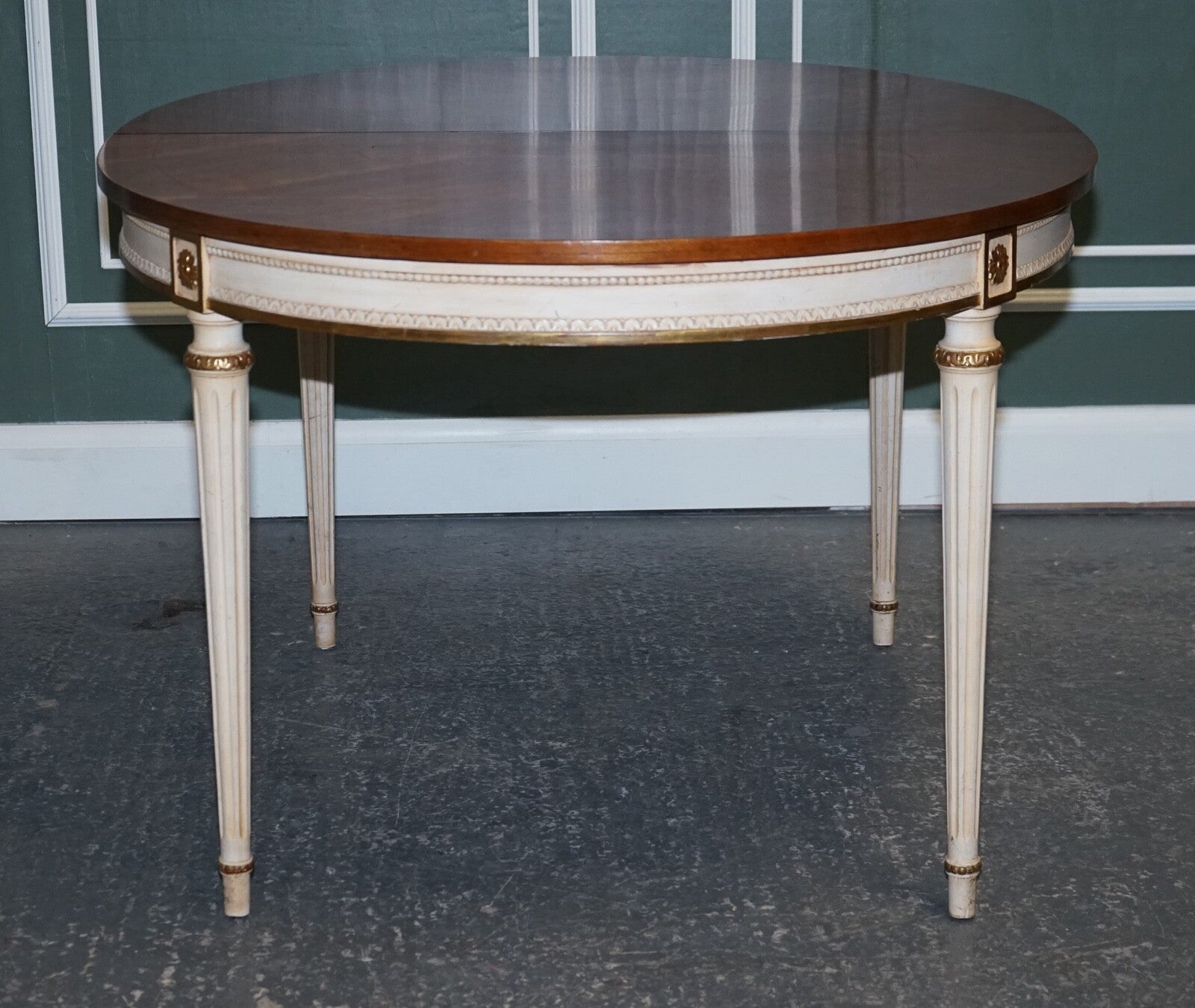 KINDEL FURNITURE CHERRYWOOD & HANDPAINTED GILDWOOD EXTENDABLE DINING TABLE
