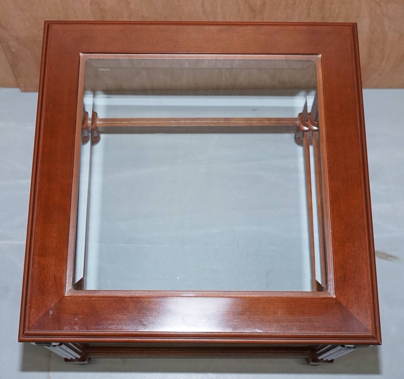 PAIR OF BEAUTIFUL WOODEN SIDE TABLES WITH GLASS TOP