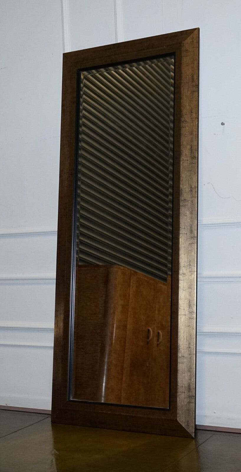 VINTAGE GOLDEN BEVELLED WALL MIRROR HANGED HORIZONTAL OR VERTICAL