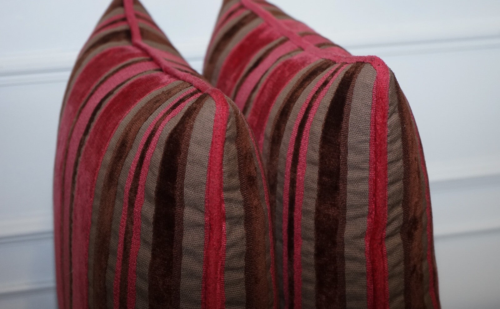 PAIR OF ALEXANDER & JAMES HUDSON STRIPEY SCATTER CUSHIONS