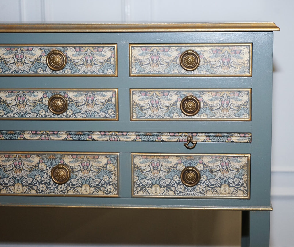 EUCALYPTUS GREEN & GOLD CONSOLE TABLE SIDEBOARD STRAWBERRY THIEF WILLIAM MORRIS