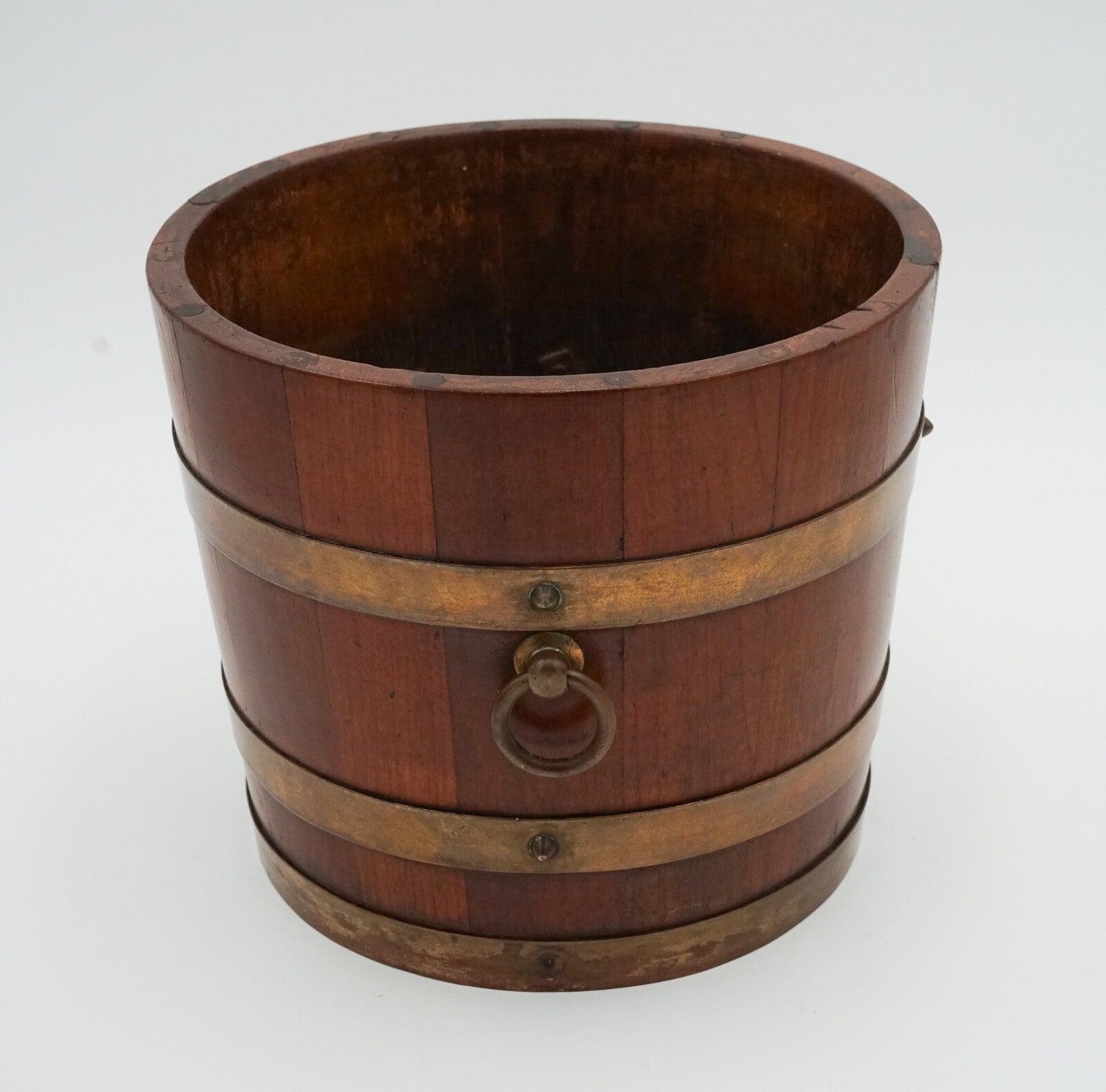 ANTIQUE R.A. LISTER & CO OAK BUCKET BRASS BRACES STUNNING PATINA