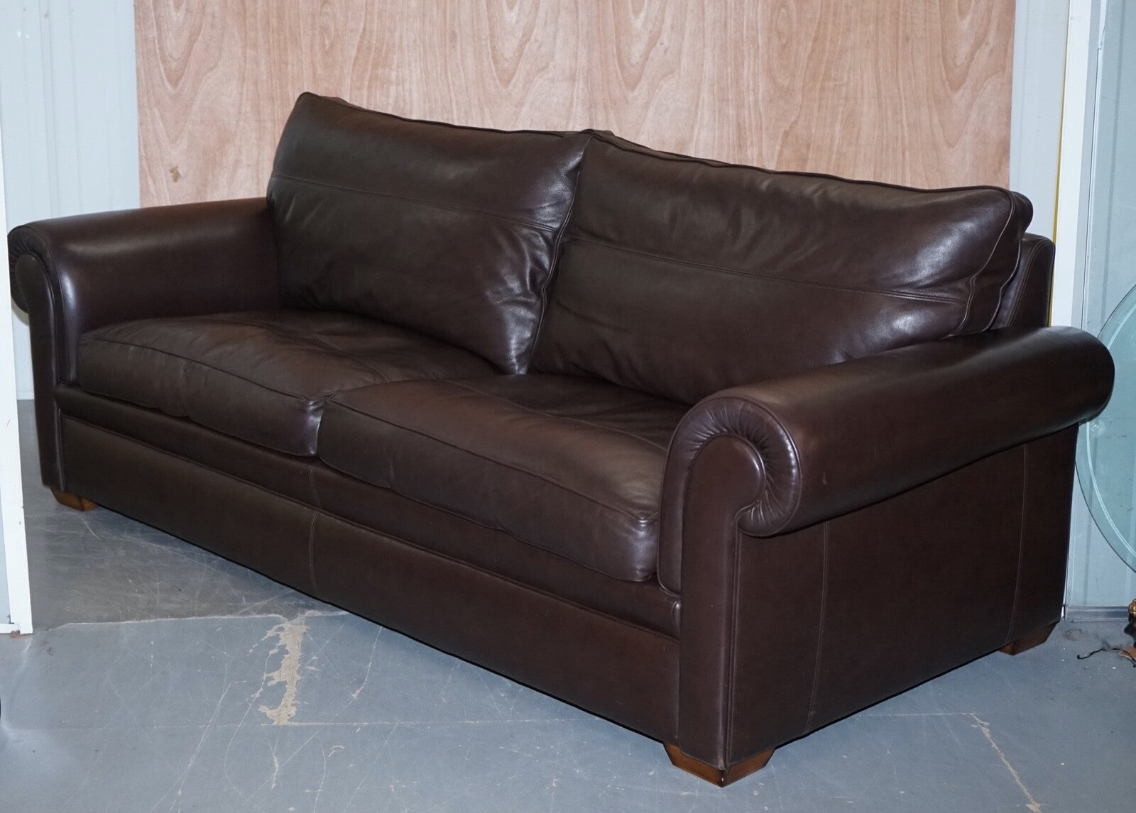 HARRODS DIVINE DURESTA GARRICK 3 SEATER BROWN LEATHER FEATHER FILLED RRP £5,000