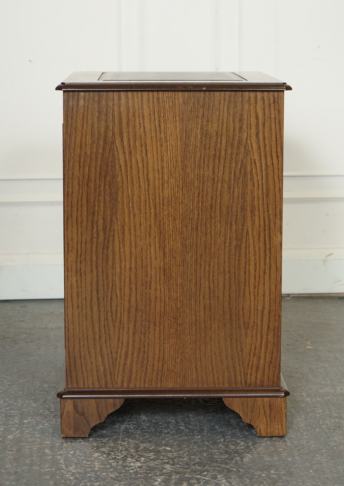 VINTAGE OAK OFFICE FILLING CABINET TWO DRAWERS BROWN LEATHER TOP PART OF SUITE