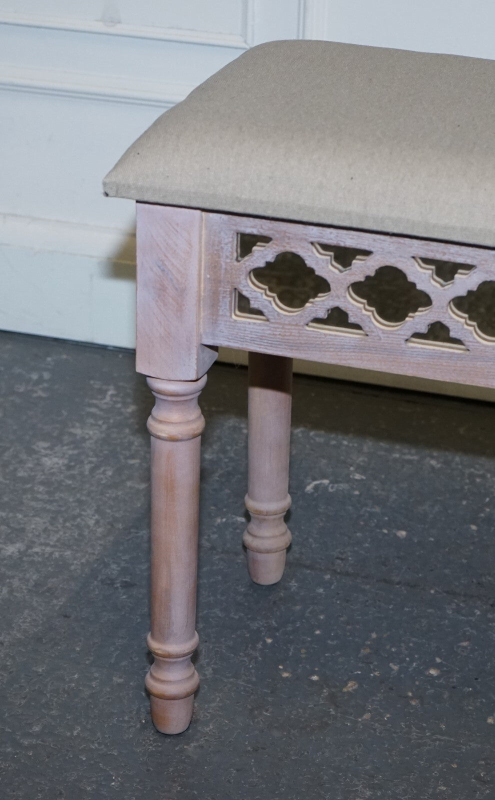 PAINTED MIRRORED PINK VANITY STOOL WiTH CREAM FABRIC DRESSING TABLE AVAILABLE