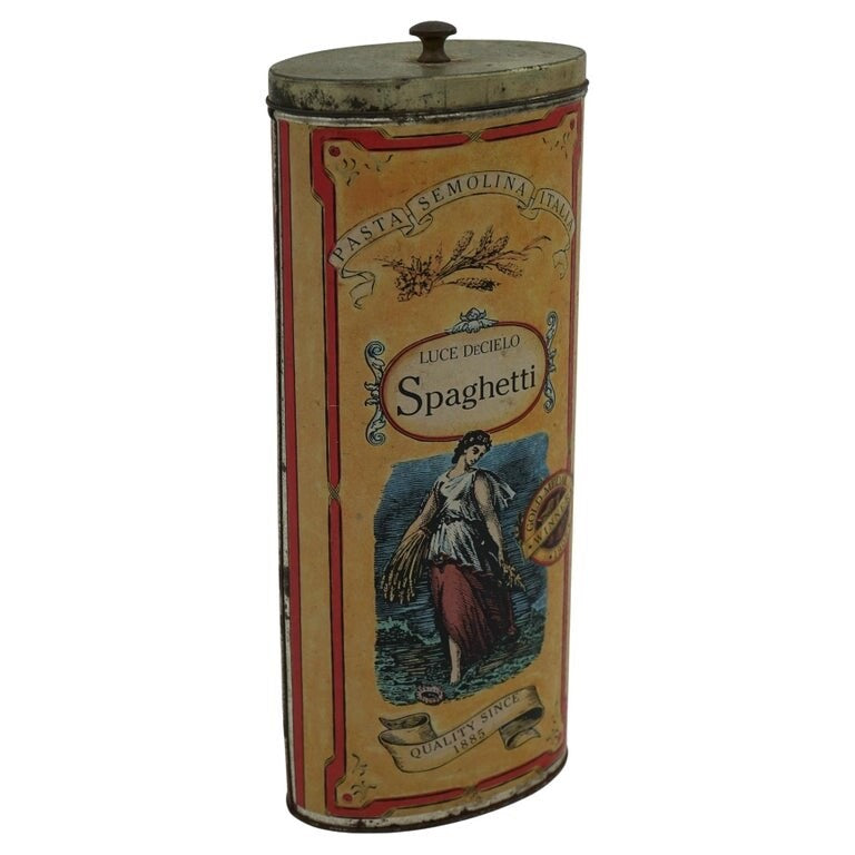 VINTAGE LUCE DECIELO ITLAIAN SPAGHETTI TIN VERY DECORATIVE