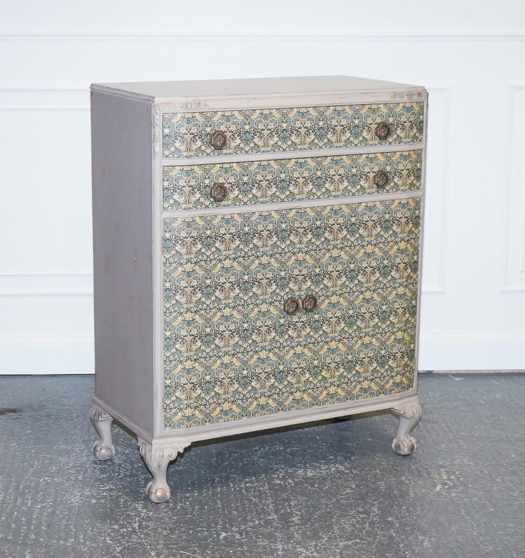 1930s WARING & GILLOW HAND PAINTED CHEST OF DRAWERS CUPBOARD WILLIAM MORRIS