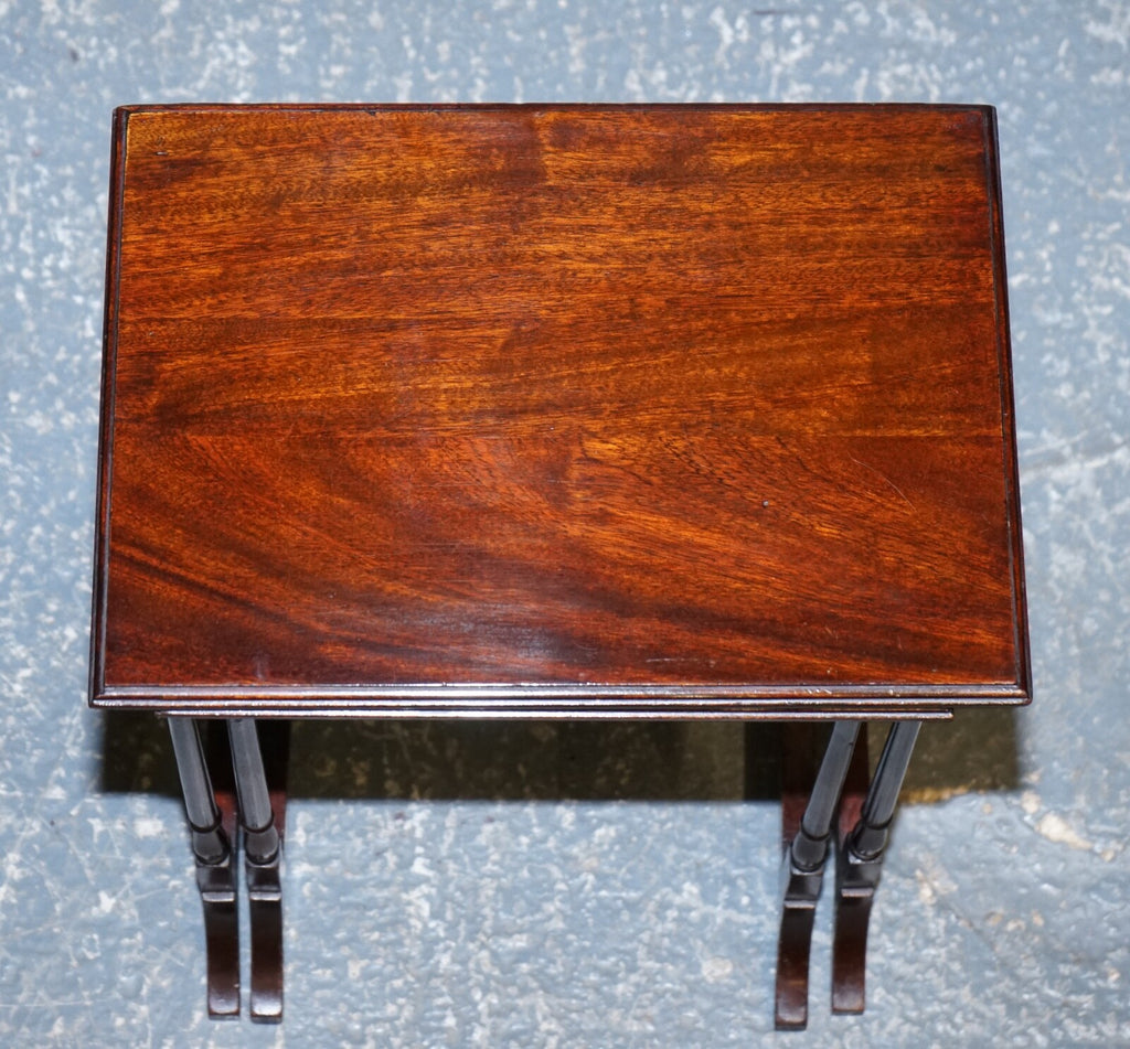 VICTORIAN NEST OF THREE NESTING TABLES SIDE TABLES WITH BAMBOO LEGS