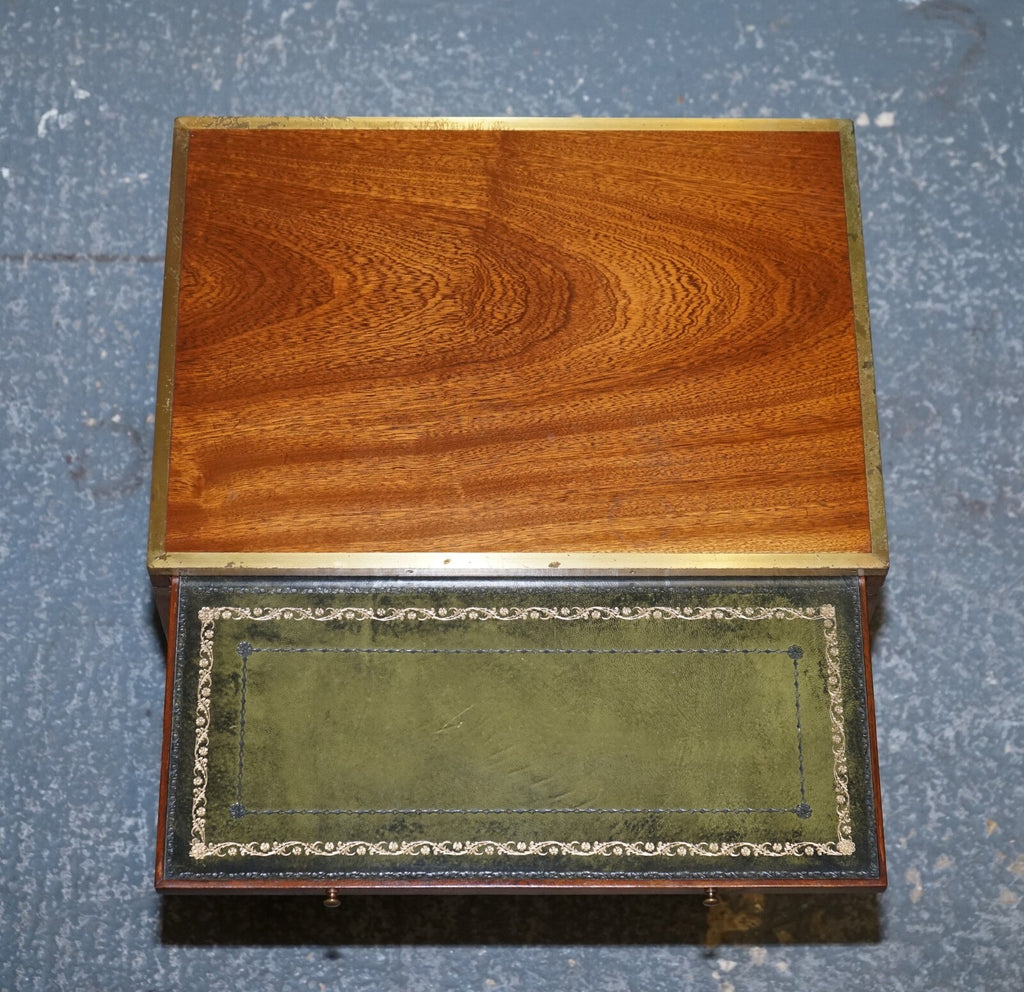MILITARY CAMPAIGN SMALL CHEST OF DRAWERS SIDE TABLE WITH LEATHER SLIDE OUT TRAY