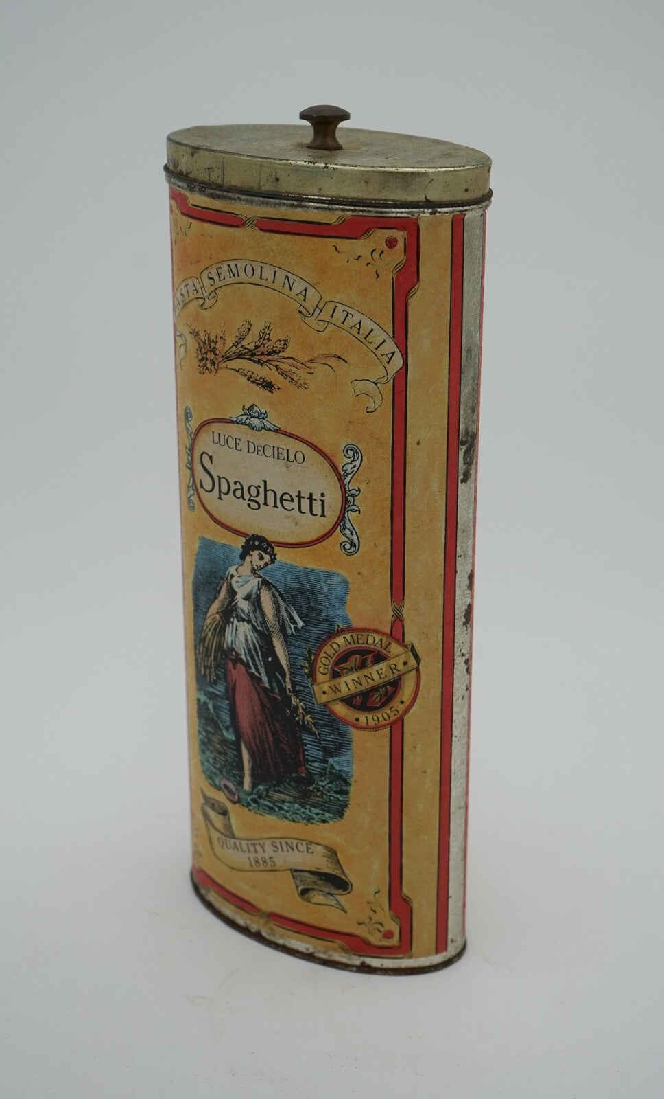 VINTAGE LUCE DECIELO ITLAIAN SPAGHETTI TIN VERY DECORATIVE