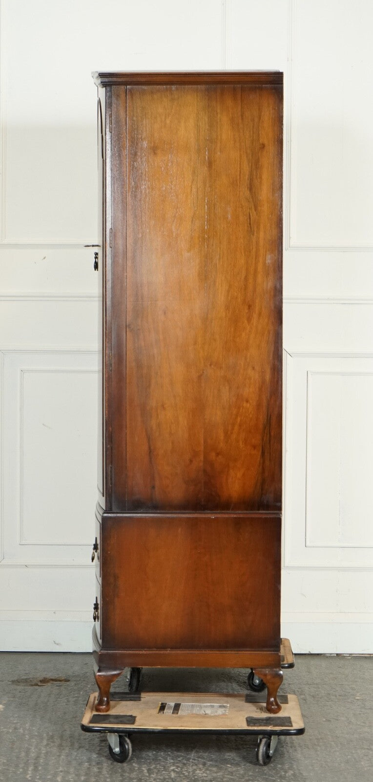 ViNTAGE ART DECO WARDROBE MADE BY MAPLE & CO TWO LARGE DRAWERS QUEEN ANNE LEGS