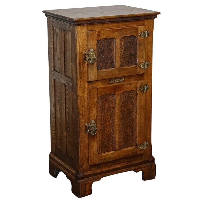 CIRCA 1900'S LARGE NORTH AMERICAN ALASKA MUSKEGON OAK LARDER ICE BOX COLLECTABLE