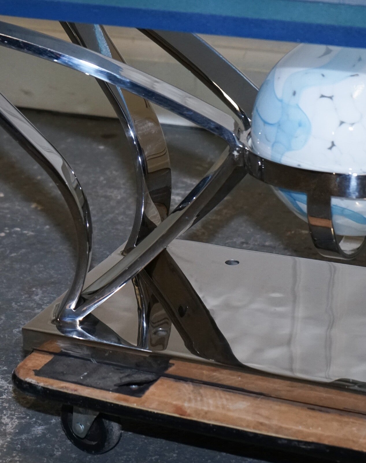RARE CUSTOM HAND MADE GLASS MARINE GRADE STAINLESS STEEL COFFEE TABLE BY SOLIART