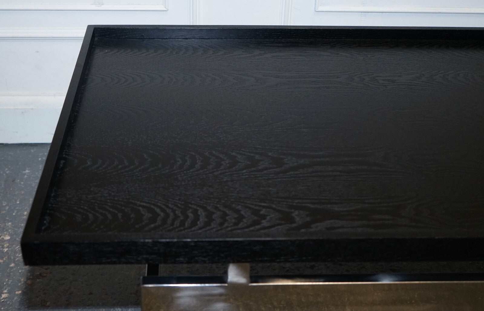 CASA PADRINO ART DECO STYLE BLACK TOP AND STAINLESS STEEL COFFEE TABLE