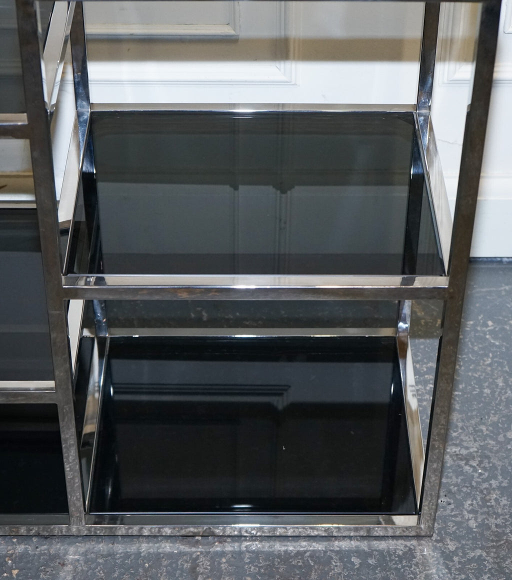 SHOWROOM CASA PADRINO SMOKED GLASS POLiSHED STAINLESS STEEL CONSOLE TABLE