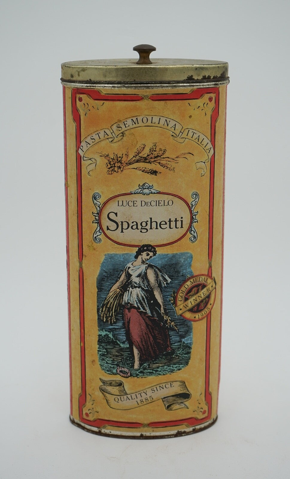 VINTAGE LUCE DECIELO ITLAIAN SPAGHETTI TIN VERY DECORATIVE