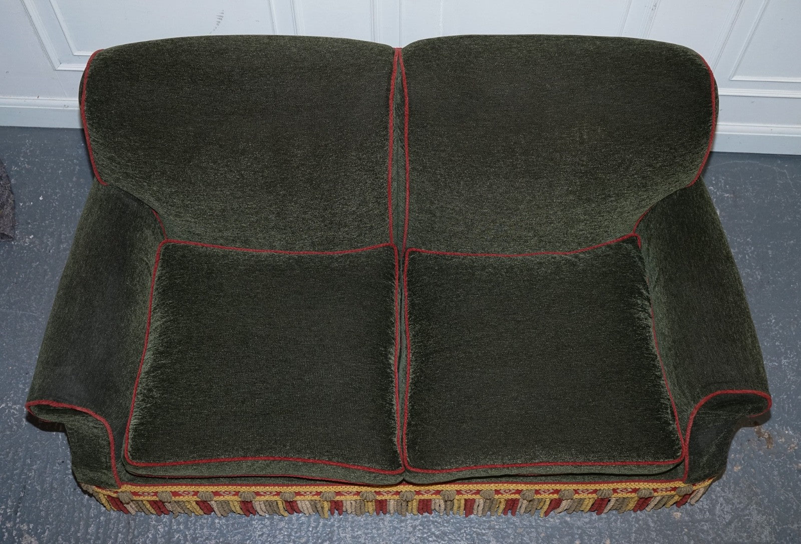 PETER DUDGEON BRITISH HANDMADE GREEN FABRIC HOWARD STYLE 2 SEATER SOFA RRP£10000