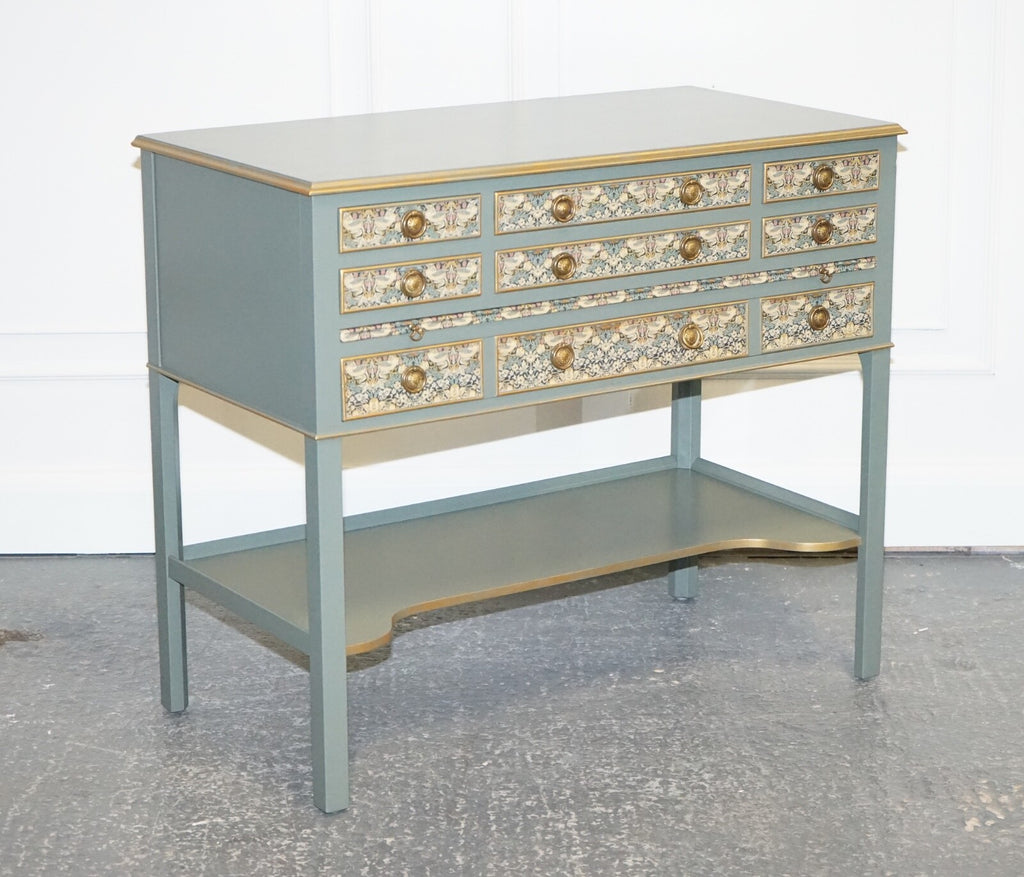 EUCALYPTUS GREEN & GOLD CONSOLE TABLE SIDEBOARD STRAWBERRY THIEF WILLIAM MORRIS
