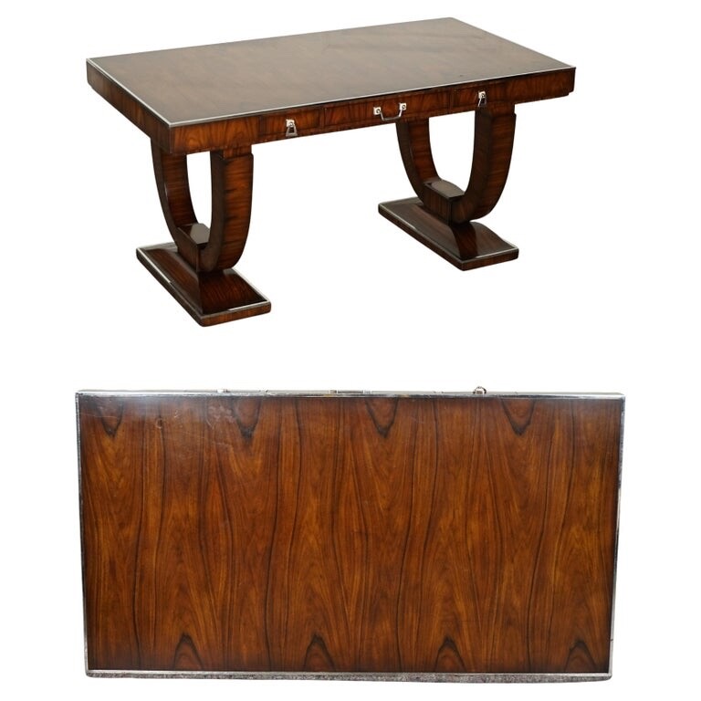 RARE THEODORE ALEXANDER ART DECO STYLE OFFICE DOUBLE SIDED DRAWERS DESK