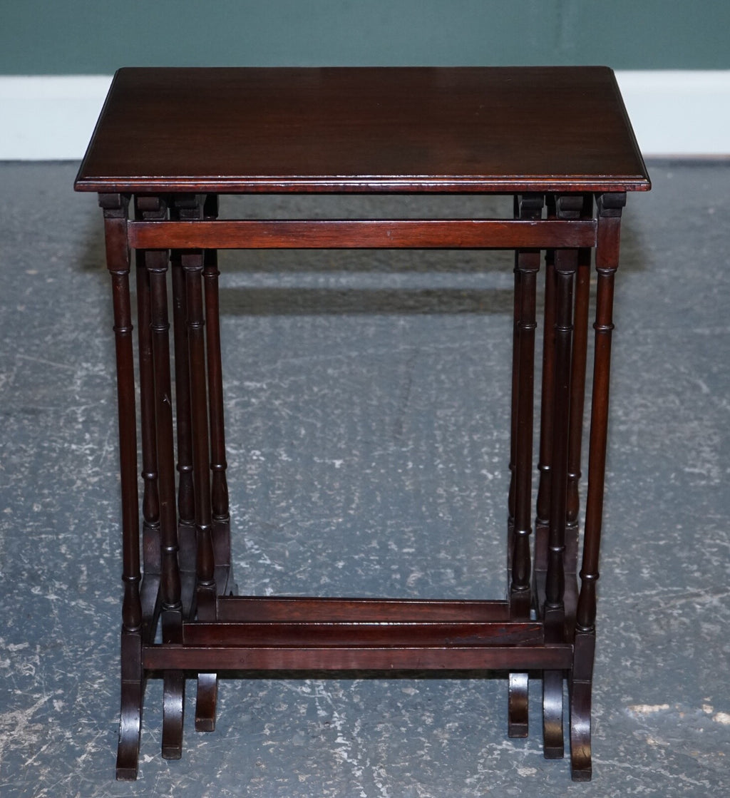 VICTORIAN NEST OF THREE NESTING TABLES SIDE TABLES WITH BAMBOO LEGS