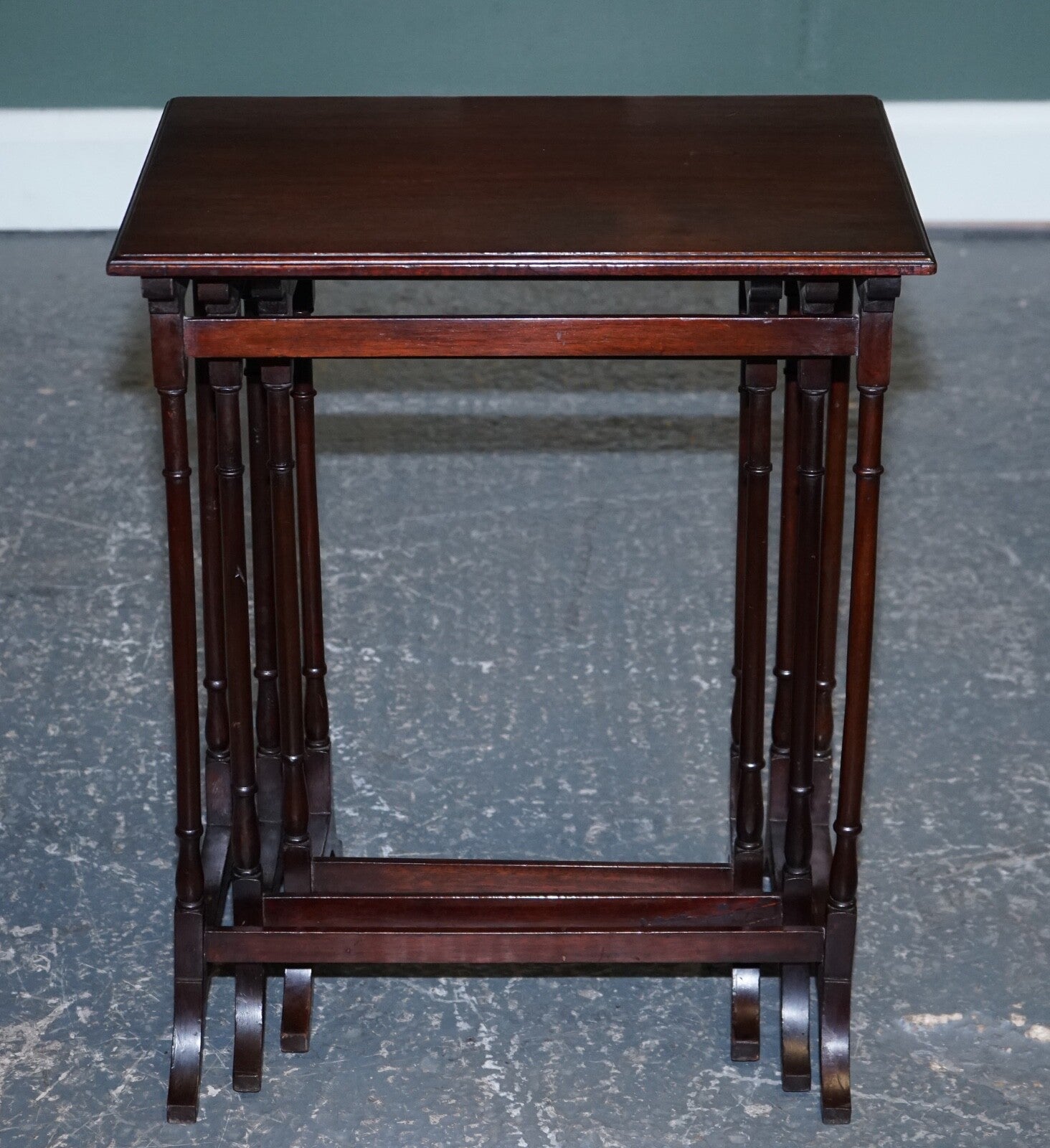 VICTORIAN NEST OF THREE NESTING TABLES SIDE TABLES WITH BAMBOO LEGS