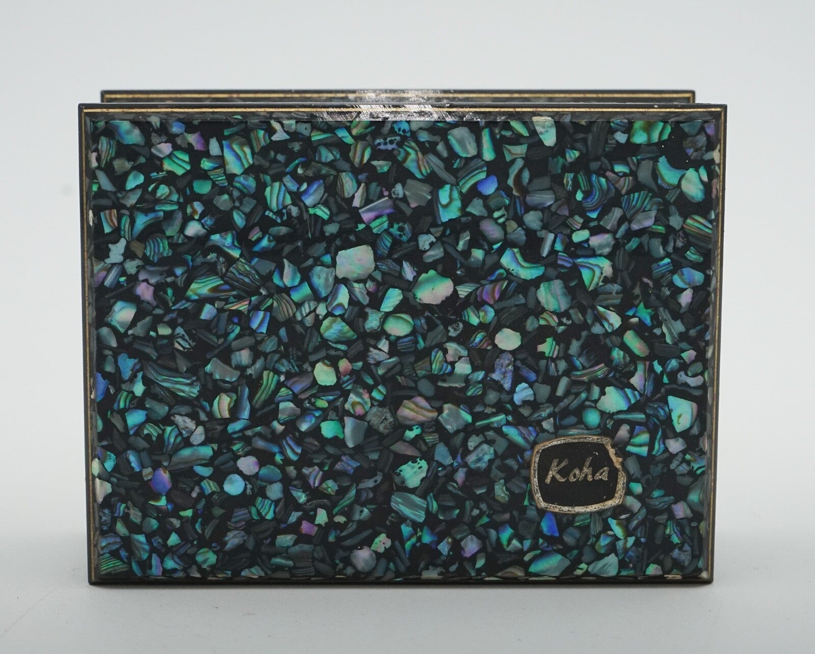 VINTAGE GENUINE PAUA SHELL ABALONE TRINKET JEWELERY STORAGE BOX FROM NEW ZEALAND