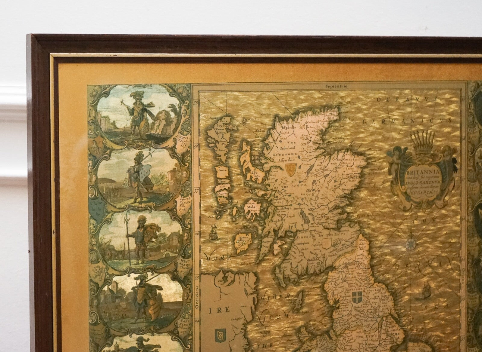 VINTAGE GOLD FOIL MAP OF THE BRITISH ISLES 1646 BY JOANNES JANSSEN
