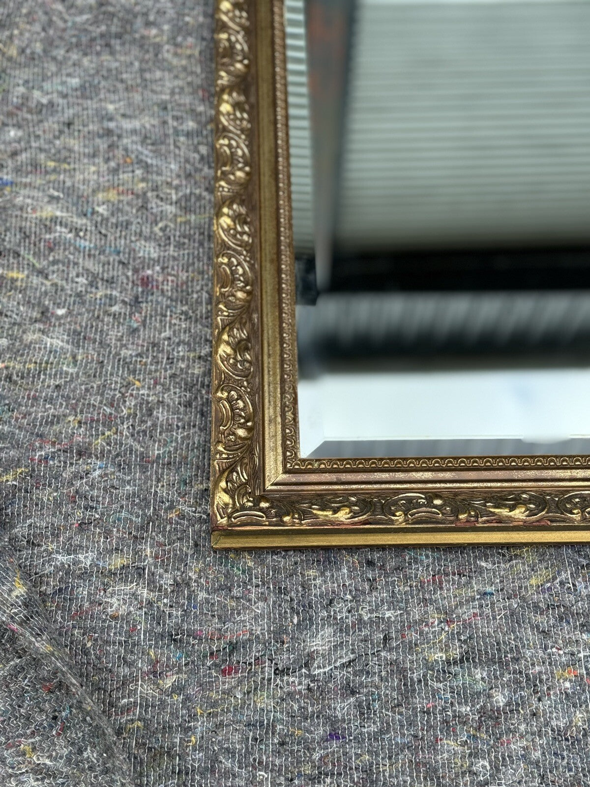 LARGE VINTAGE GOLD ORNATE BEVELLED MIRROR