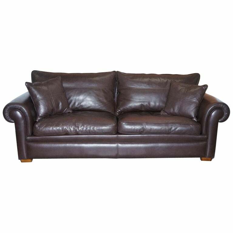 HARRODS DIVINE DURESTA GARRICK 3 SEATER BROWN LEATHER FEATHER FILLED RRP £5,000