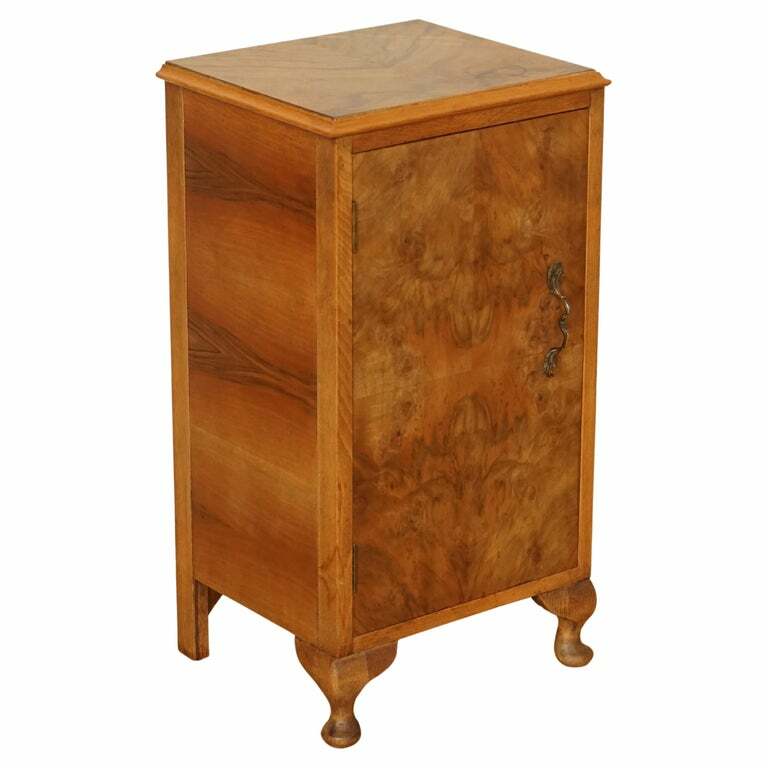 VINTAGE ART DECO BURR WALNUT BEDSIDE END SIDE TABLE