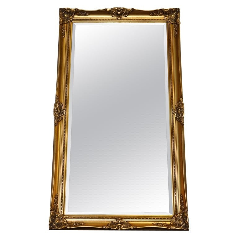 LARGE FRENCH CLASSIC GOLDEN ORNATE WALL REGAL MIRROR 138 X 77 CM