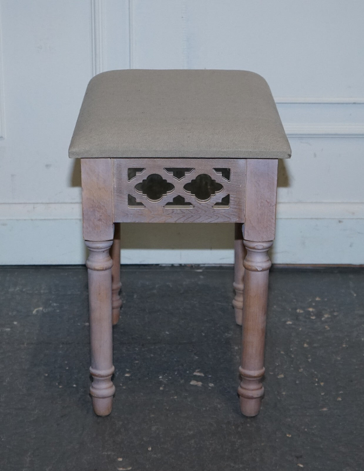 PAINTED MIRRORED PINK VANITY STOOL WiTH CREAM FABRIC DRESSING TABLE AVAILABLE