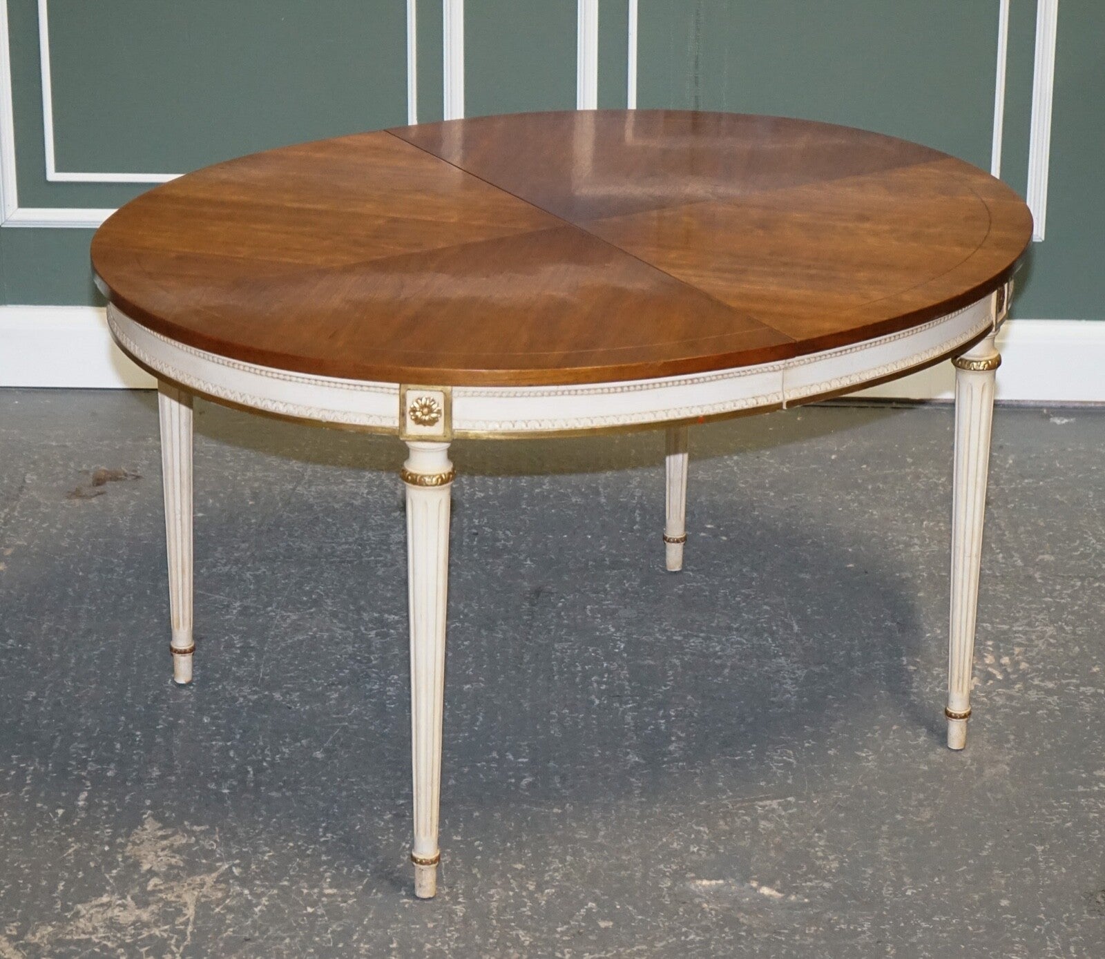 KINDEL FURNITURE CHERRYWOOD & HANDPAINTED GILDWOOD EXTENDABLE DINING TABLE