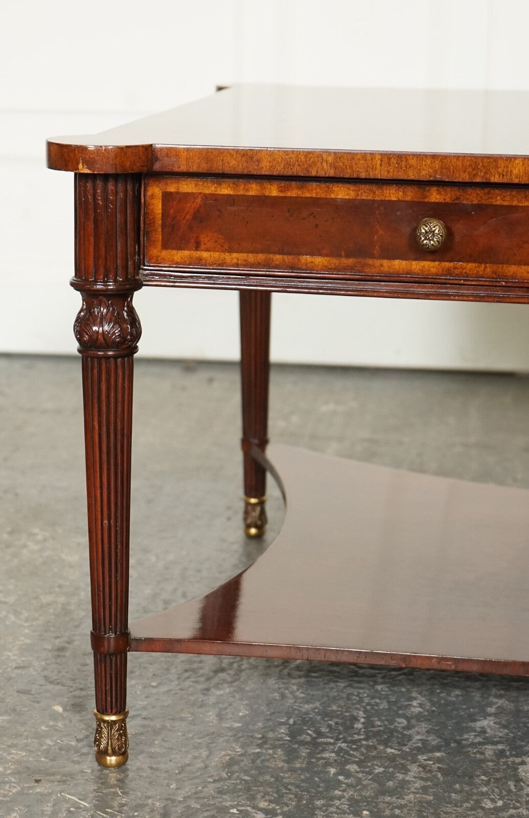REGENCY STYLE COFFEE TABLE WITH FOUR DRAWERS BRASS FEET