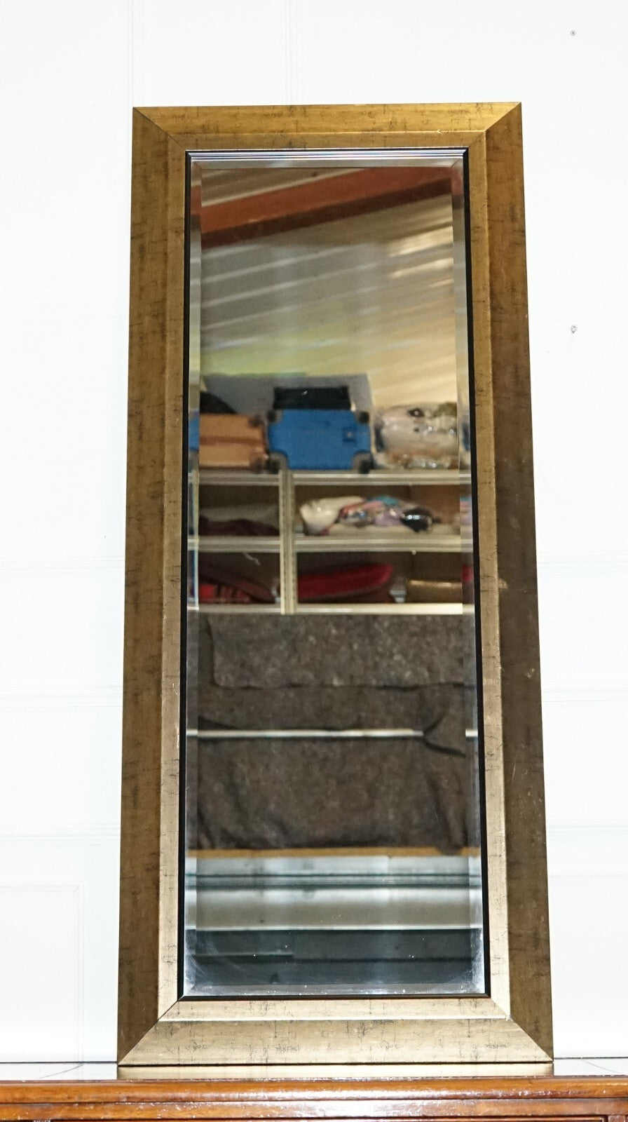VINTAGE GOLDEN BEVELLED WALL MIRROR HANGED HORIZONTAL OR VERTICAL