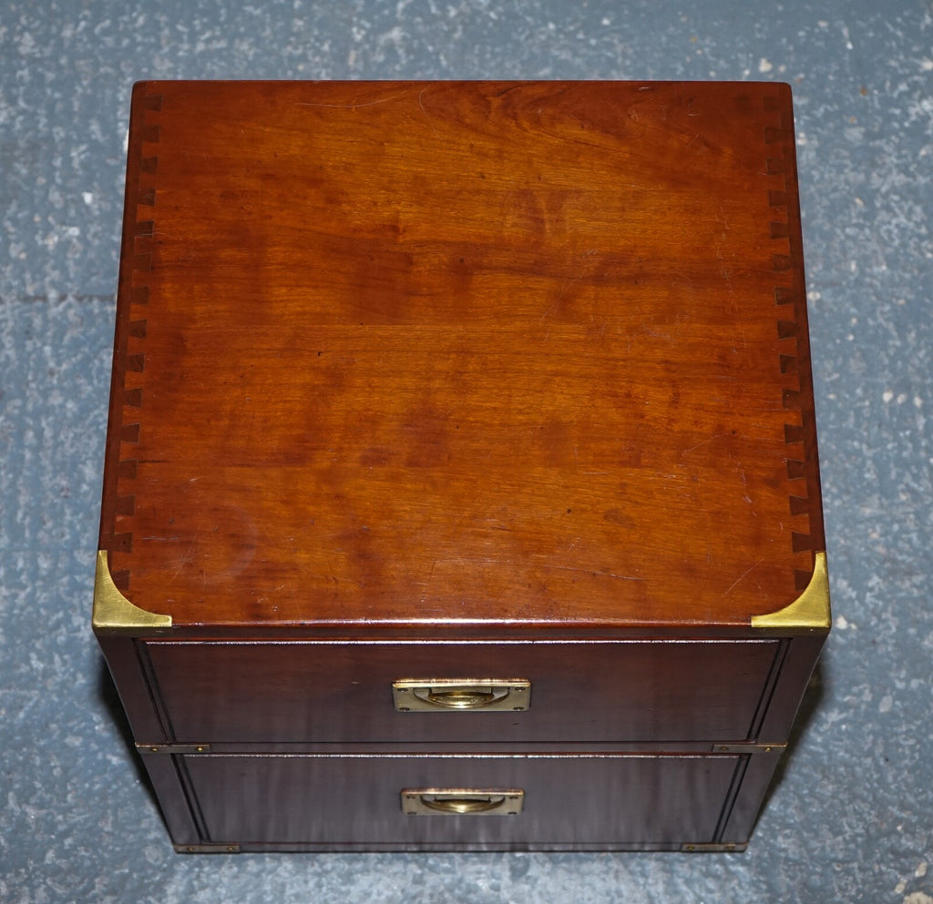 LOVELY MILITARY CAMPAIGN HARRODS KENNEDY BEDSIDE NIGHTSTAND TWO DRAWERS
