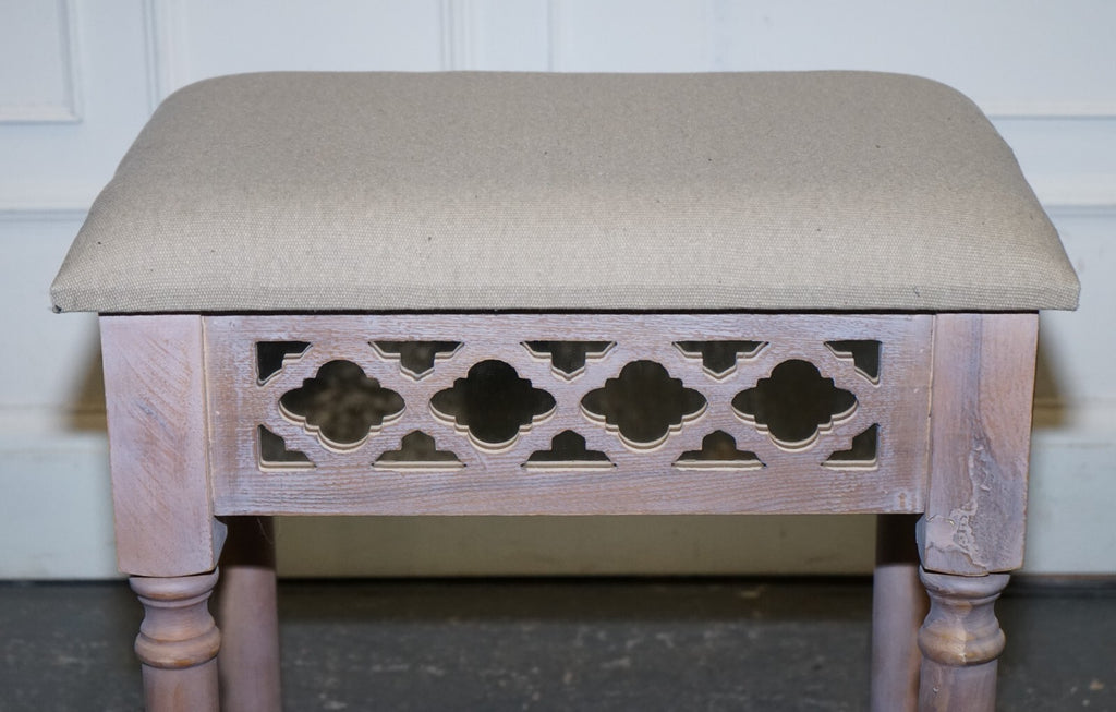 PAINTED MIRRORED PINK VANITY STOOL WiTH CREAM FABRIC DRESSING TABLE AVAILABLE