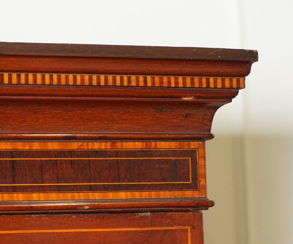 EDWARDIAN FLAMED HARDWOOD SHERATON REVIVAL DOUBLE WARDROBE J1