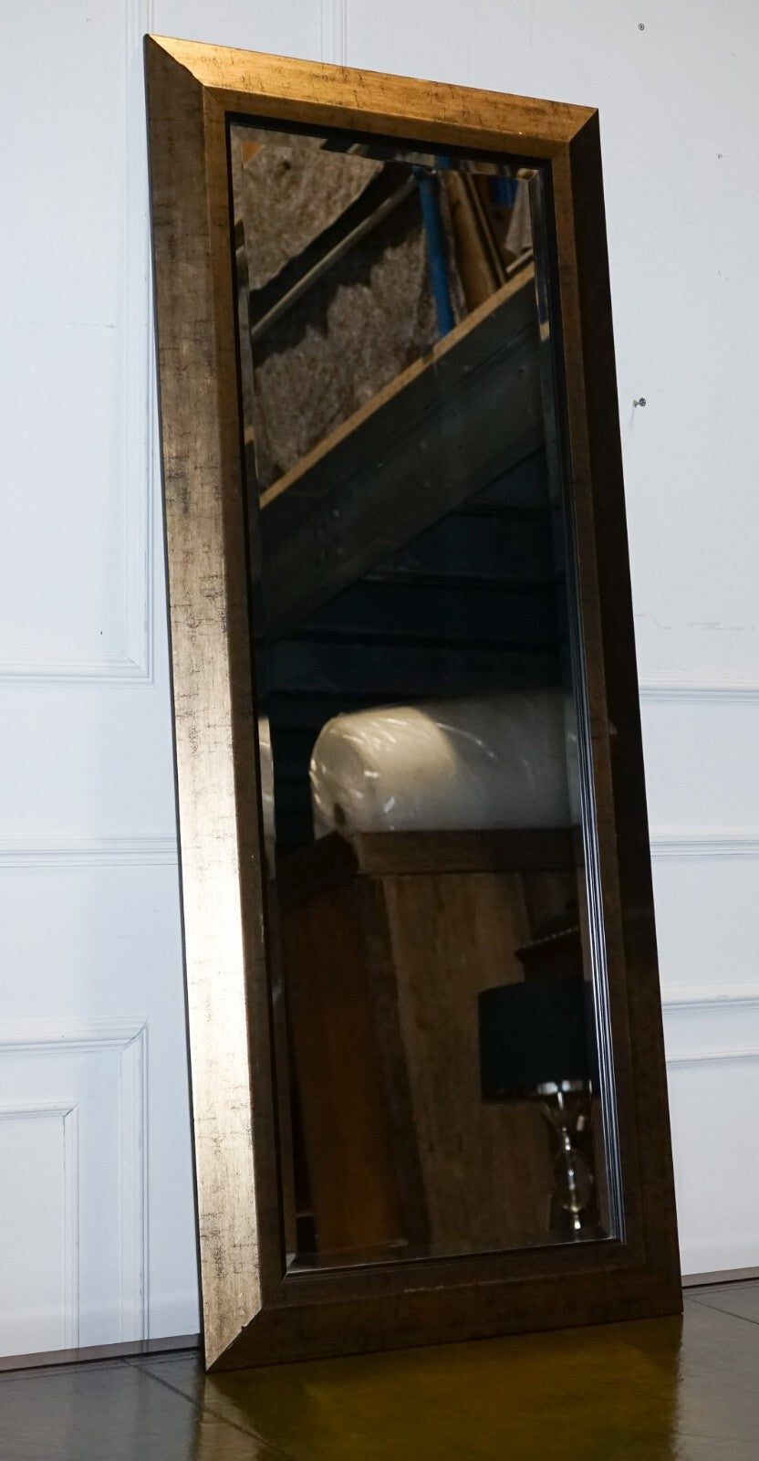 VINTAGE GOLDEN BEVELLED WALL MIRROR HANGED HORIZONTAL OR VERTICAL