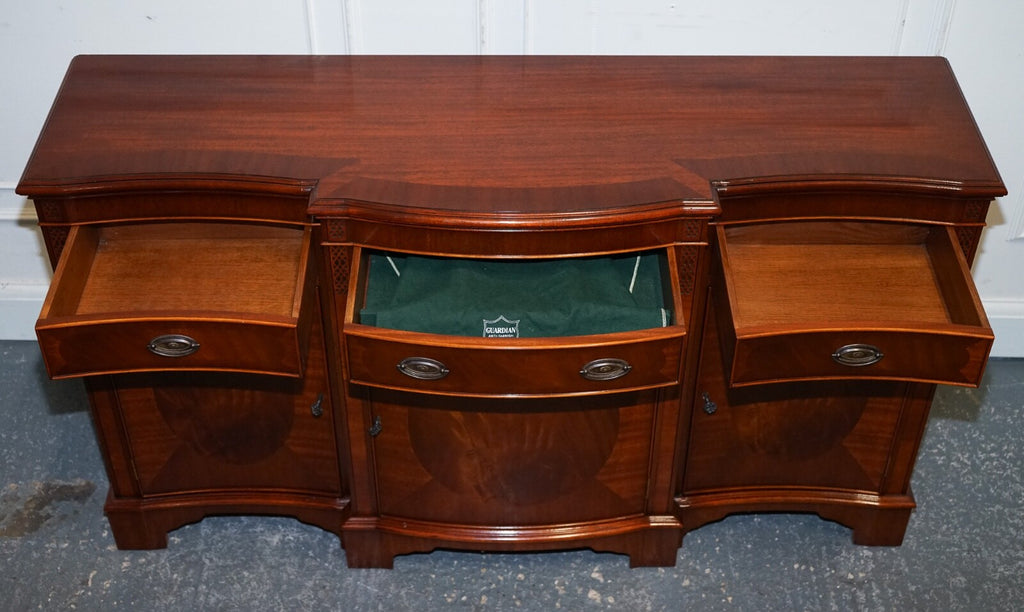 VINTAGE SERPENTINE BOW FRONT SIDEBOARD WITH DRAWERS & CUPBOARD BY WADE FURNITURE