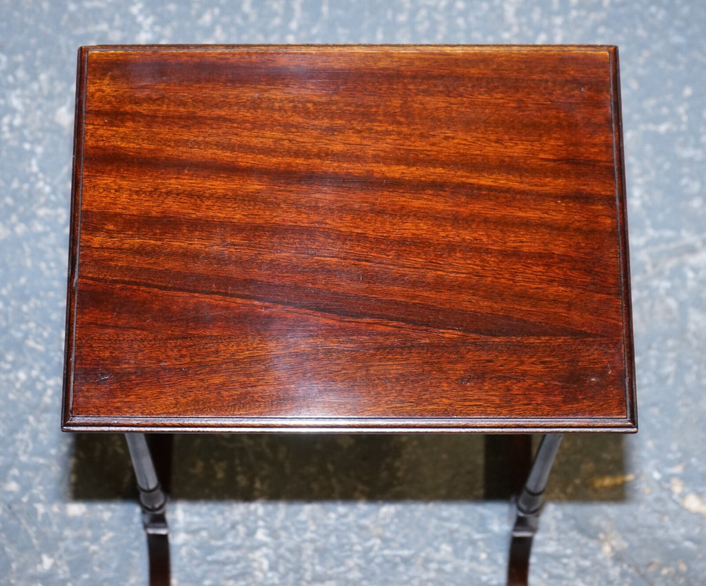 VICTORIAN NEST OF THREE NESTING TABLES SIDE TABLES WITH BAMBOO LEGS