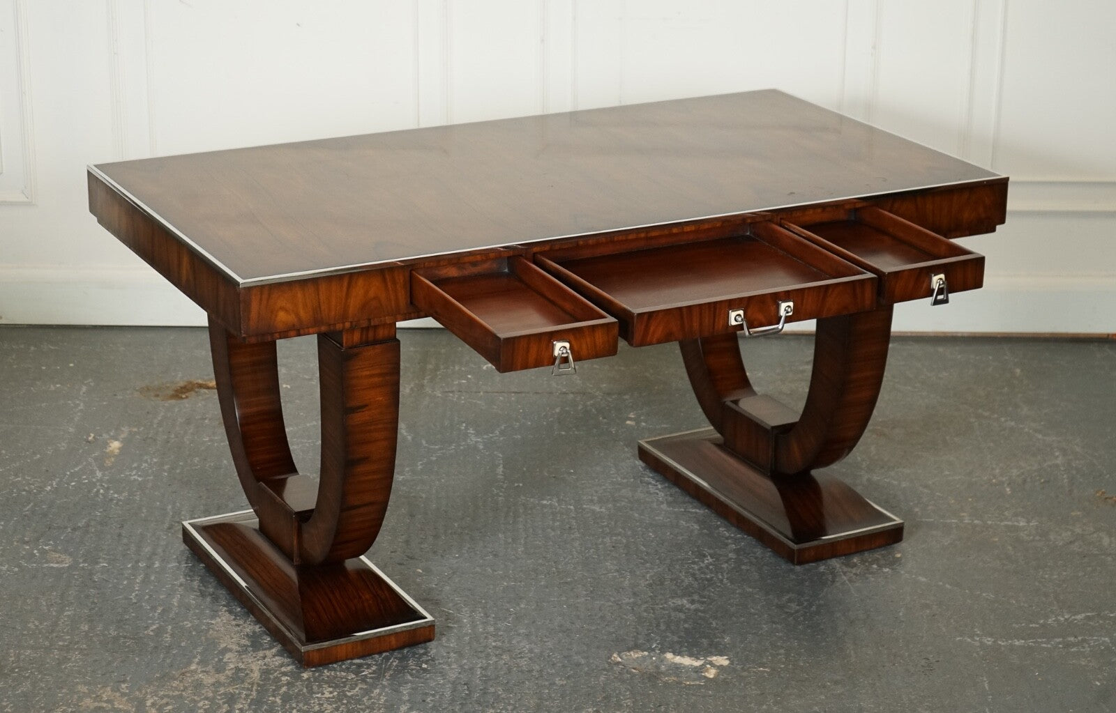 RARE THEODORE ALEXANDER ART DECO STYLE OFFICE DOUBLE SIDED DRAWERS DESK