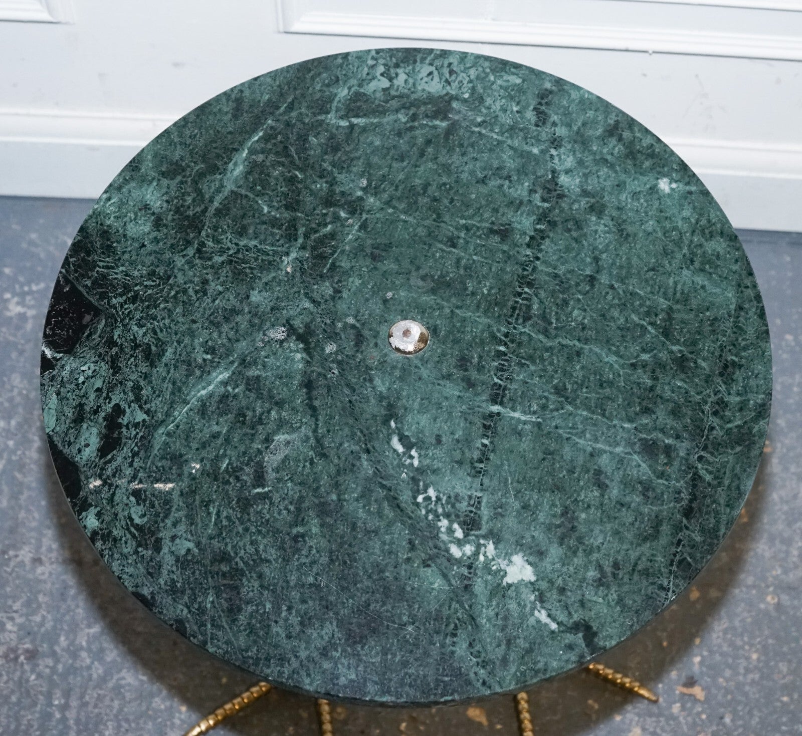 BEAUTIFUL SHOWROOM GREEN MARBLE GOLD BIRD FEET DISPLAY SiDE PLANT LAMP TABLE