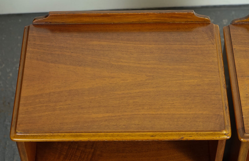 PAIR ART WALNUT DECO BEDSIDE NIGHTSTANDS WITH CUPBOARD QUEEN ANNE LEGS J1