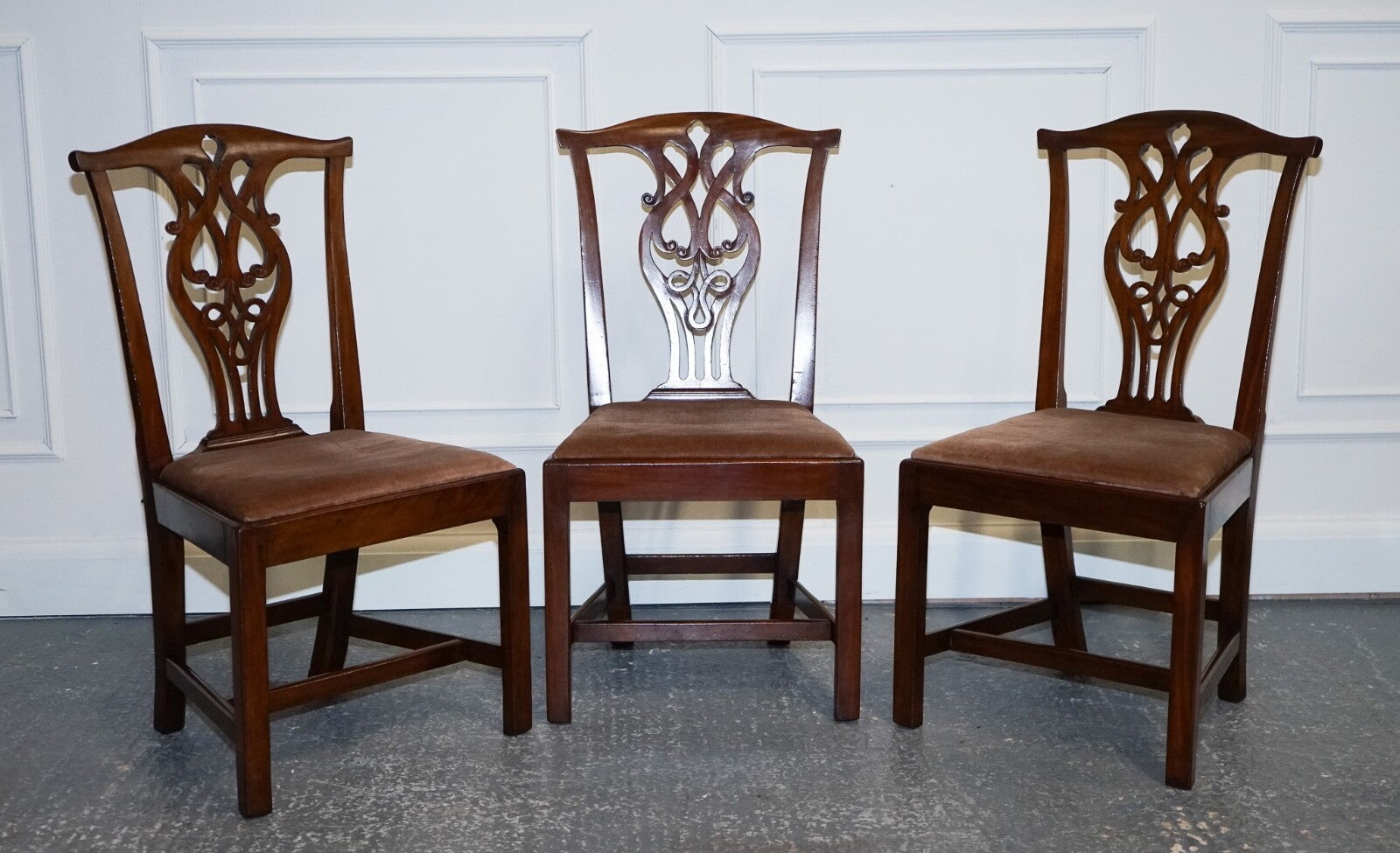 LOVELY CHIPPENDALE STYLE SET OF 6 DINING CHAIRS H FRAME