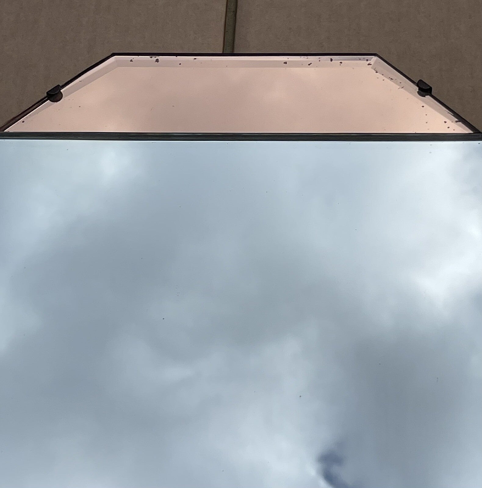 STUNNING 1930's FRENCH ART DECO AMBER PEACH BEVELLED WALL MIRROR